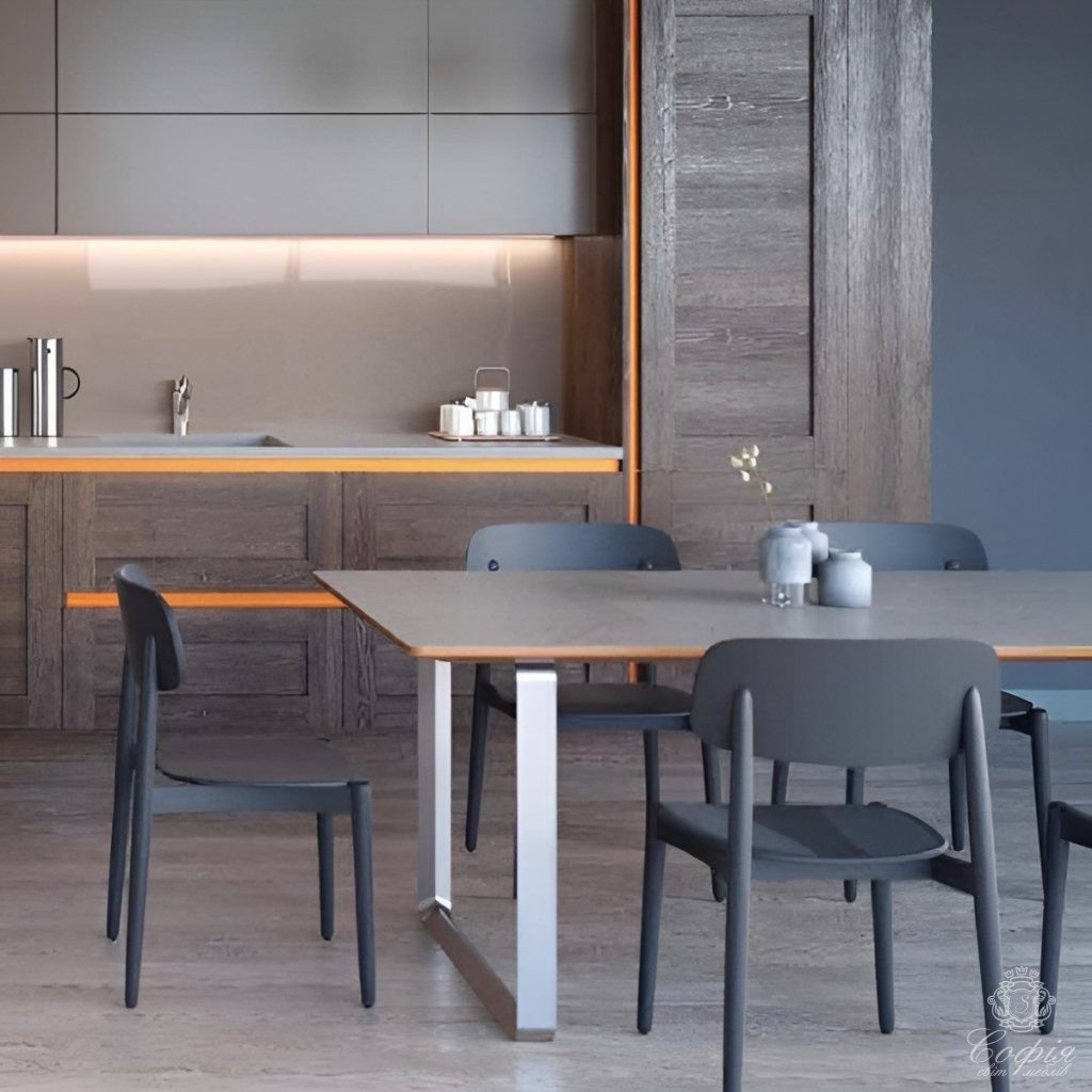 Кофейна кухня #4 без ручок з підсвіткою Фото Кофейна кухня #4 без ручок з підсвіткою - Світ меблів СОФІЯ