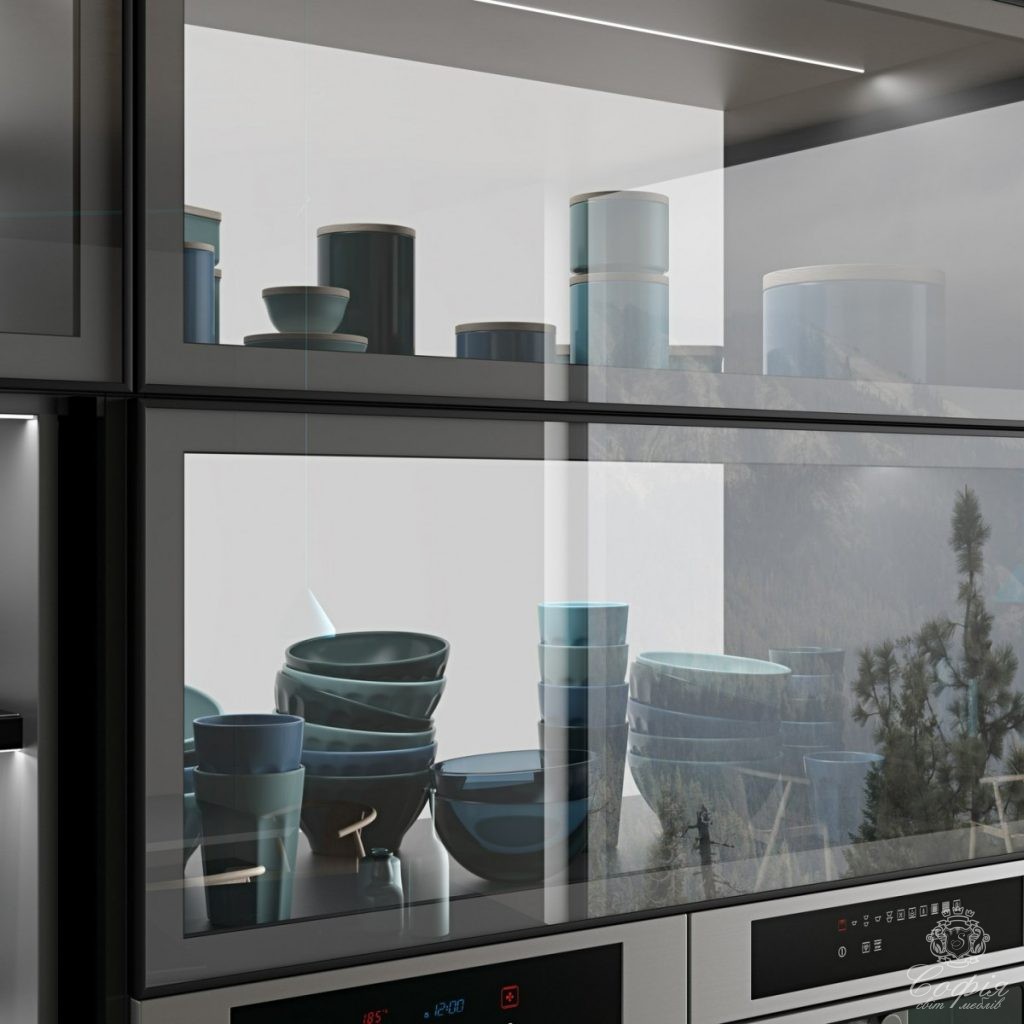 Кухня #7 без ручок з підсвіткою у зелених тонах Кухня #7 без ручок з підсвіткою у зелених тонах - Світ меблів СОФІЯ