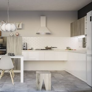Класична кухня #14 у білому кольорі з елементами дерева ID:14867