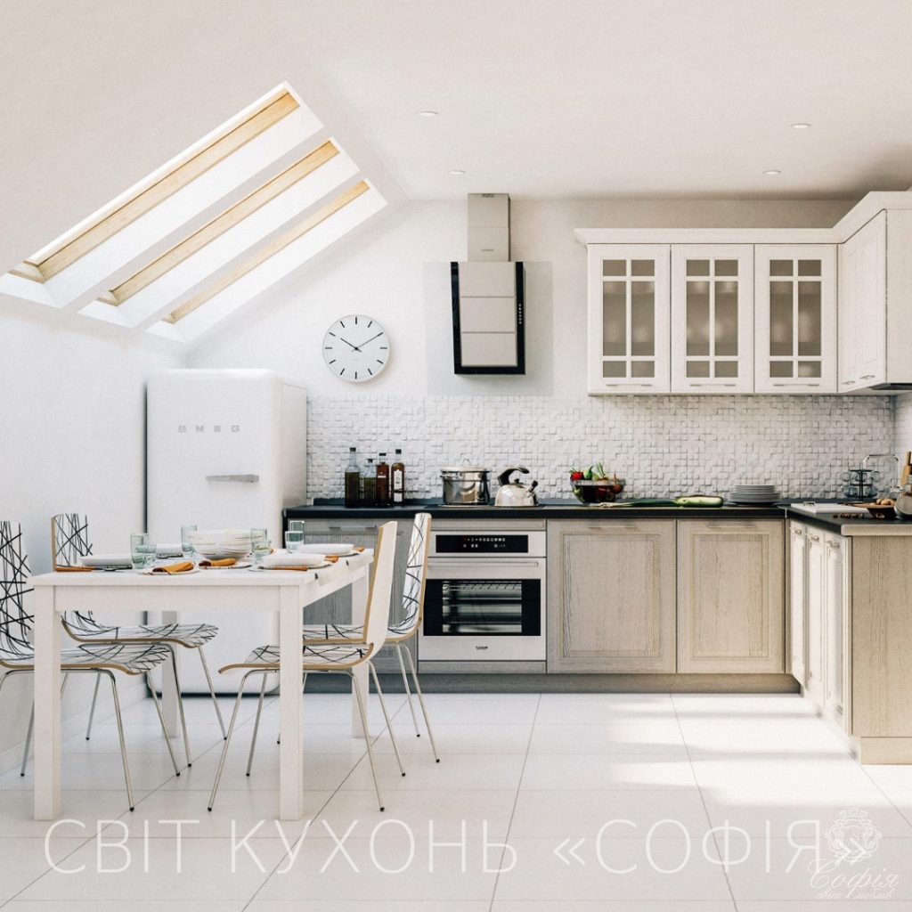 Фото Класична кухня #20 під дерево з елементами білого кольору - Світ меблів СОФІЯ
