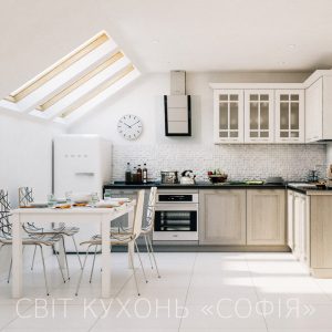 Класична кухня #20 під дерево з елементами білого кольору ID:14898