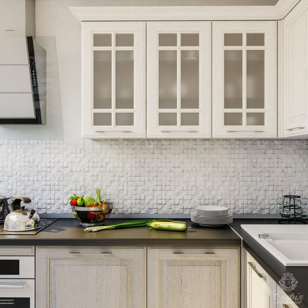 Класична кухня #20 під дерево з елементами білого кольору - Світ меблів СОФІЯ