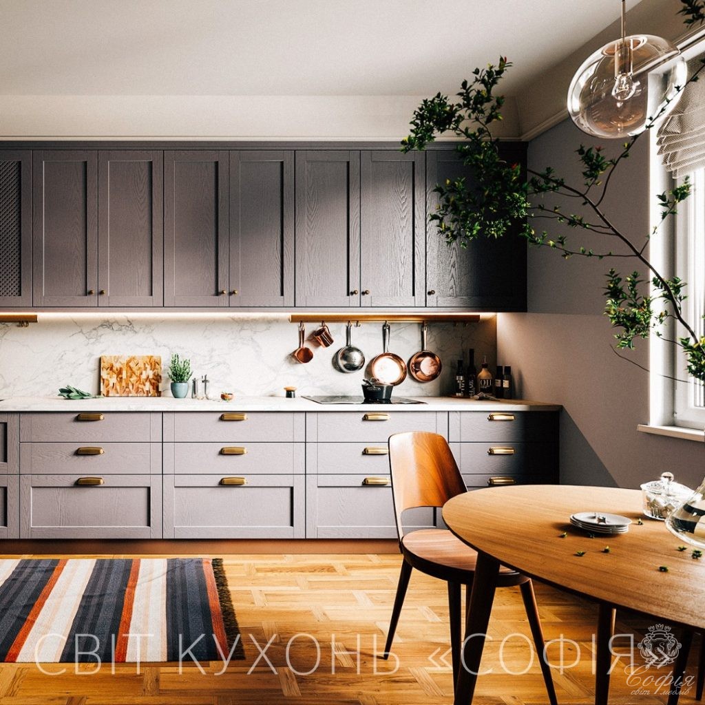 Фото Класична кухня #22 під дерево з сірим покриттям - Світ меблів СОФІЯ
