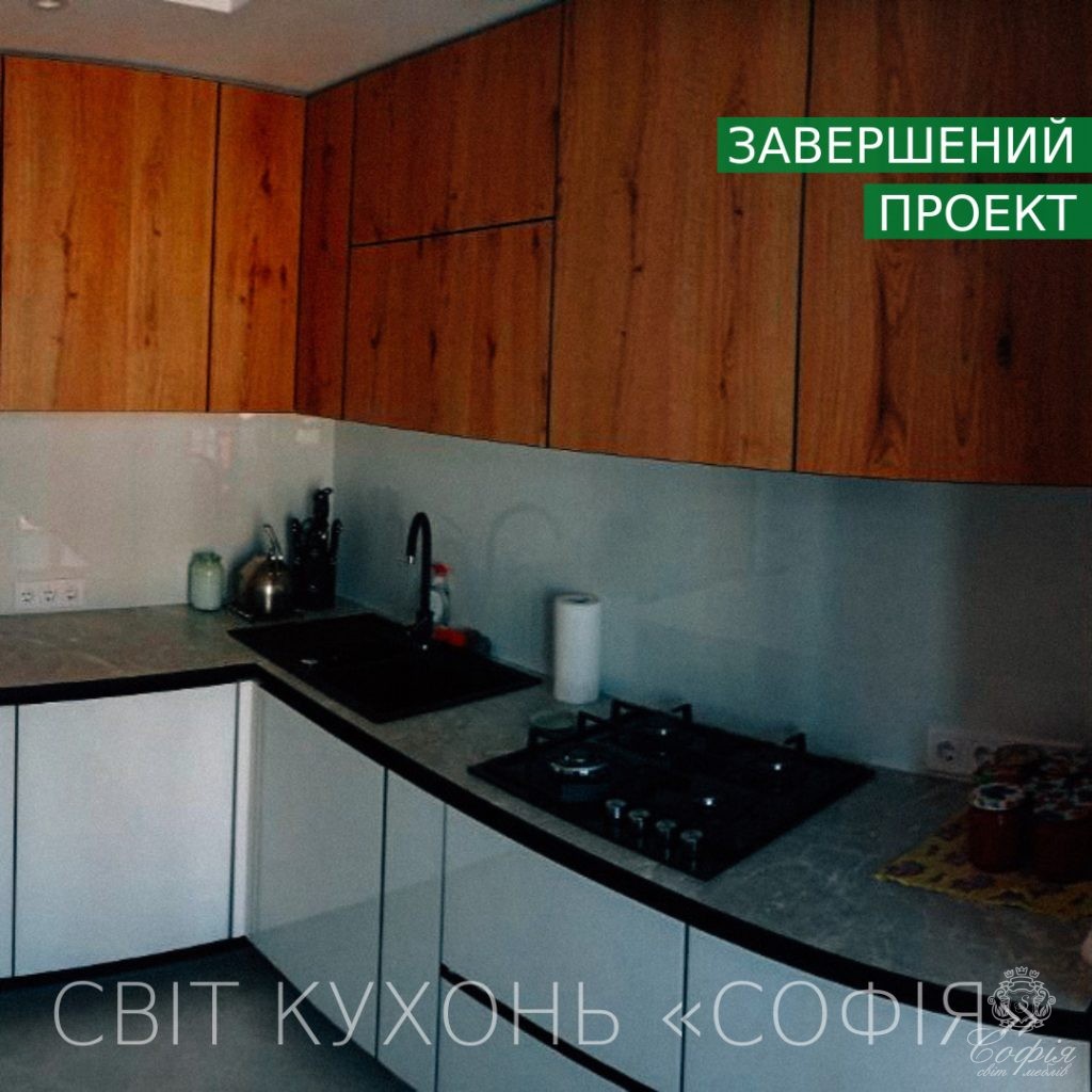 Кухня #36 під дерево з елементами сірого кольору Фото Кухня #36 під дерево з елементами сірого кольору - Світ меблів СОФІЯ